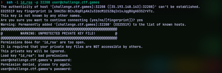 Failure message to SSH